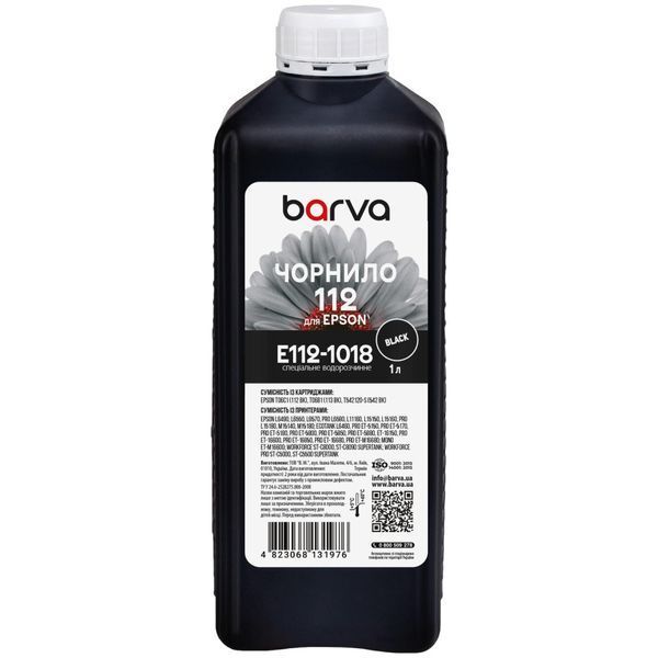 Чорнило Barva Epson 112 1 л, special, black (E112-1018) E112-1018 фото