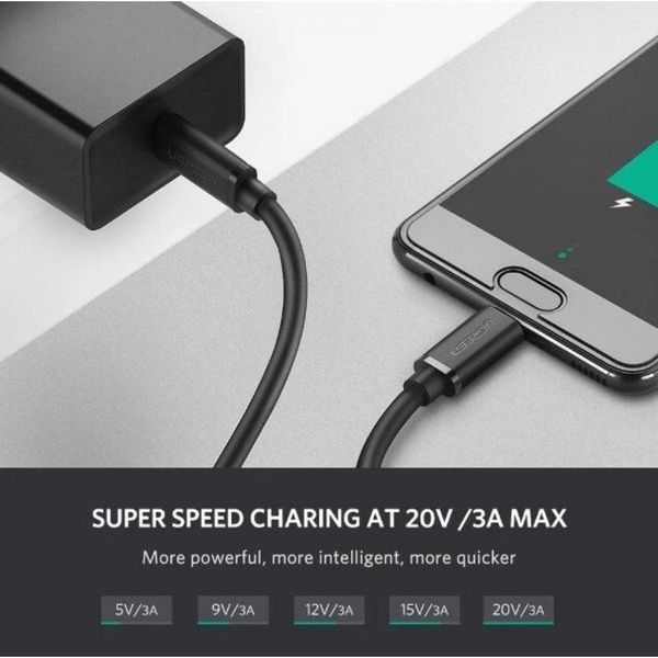 Дата кабель USB-C to USB-C 2.0m US286 3A Black Ugreen (10306) 10306 фото